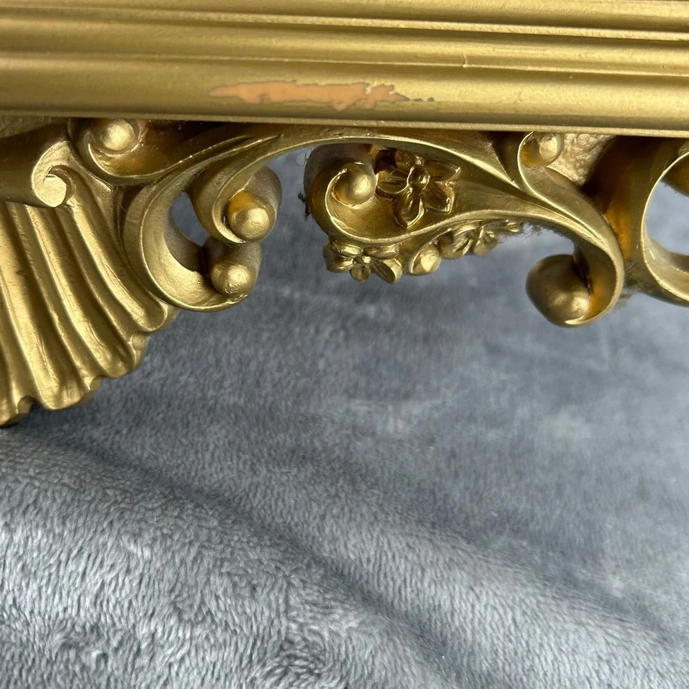 Vintage Home Interiors Gold Hollywood Regency Ornate Scroll Wall Mirror USA Made